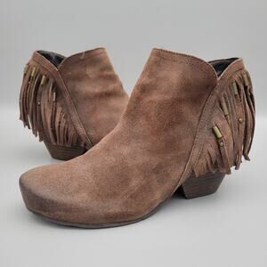 OTBT Boots Womens 10 Brown folkloric Suede Fringe Ankle Western Boot Boho